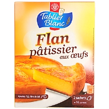 Flan pÃ¢tissier aux oeufs, tablier blanc Leclerc mar...